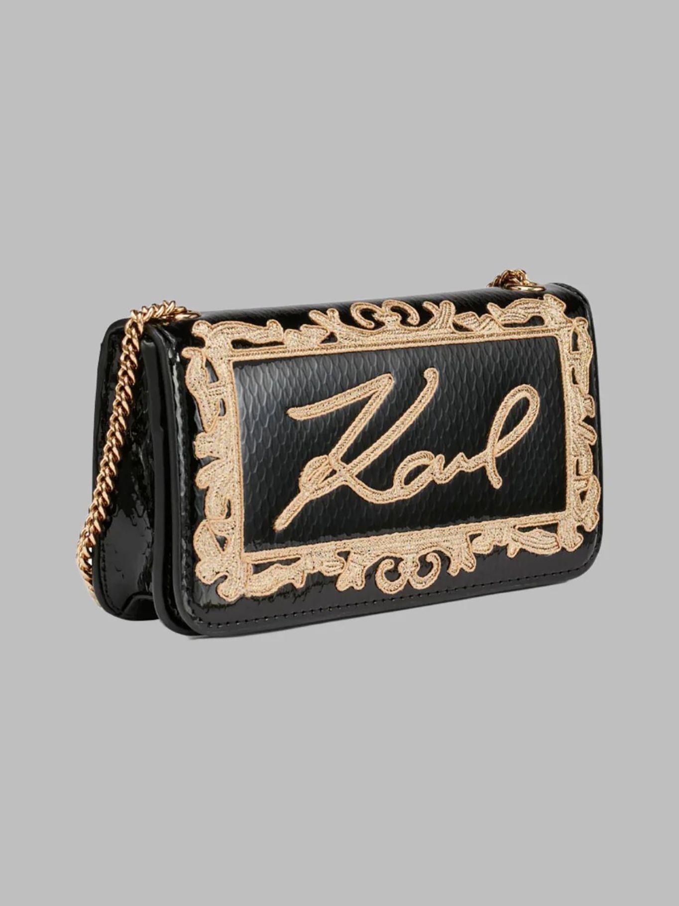 Cartera hombro logo bordado y cana metálica Dorado-2
