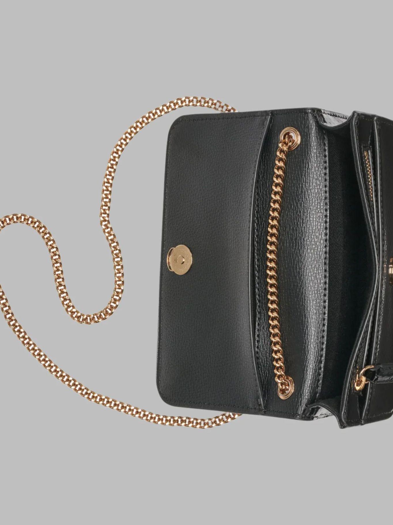 Cartera hombro logo bordado y cana metálica Dorado-3