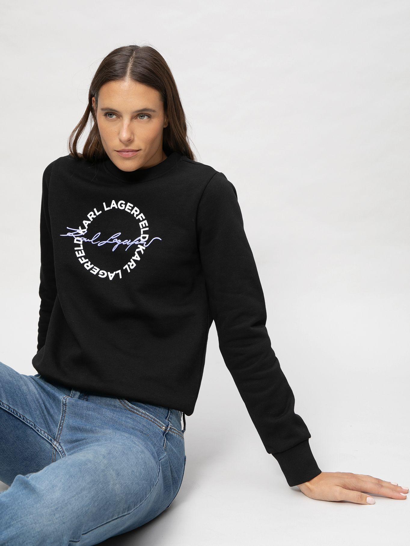 Polerón de cuello redondo con firma de Karl Negro Karl-3