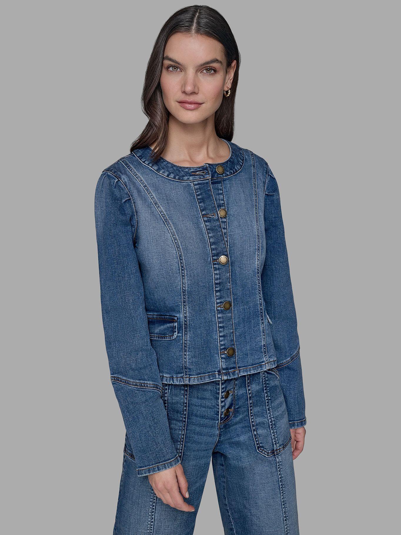 Chaqueta denim con cuello redondo Azul Karl Lagerfeld-0