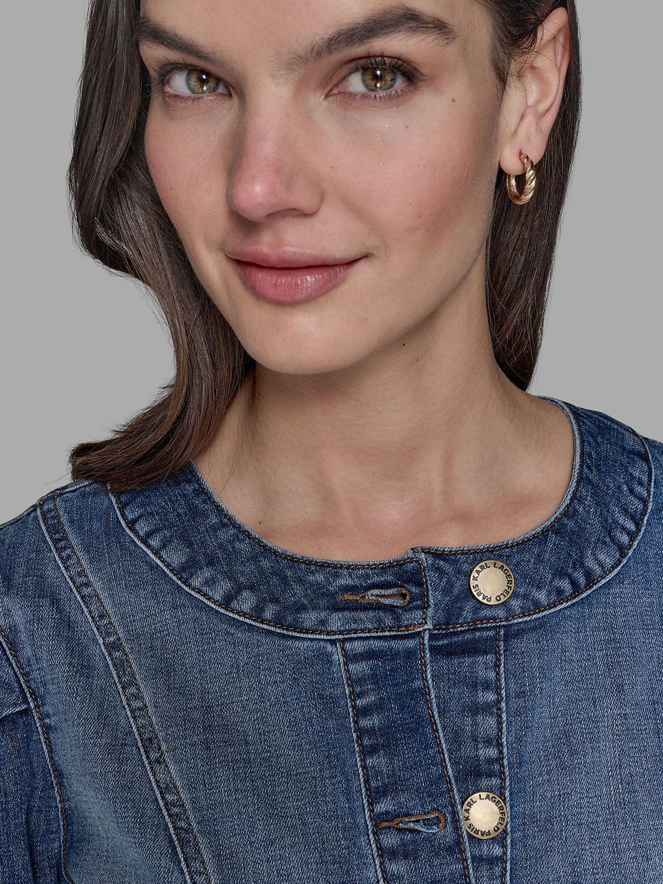 Chaqueta denim con cuello redondo Azul Karl Lagerfeld-3