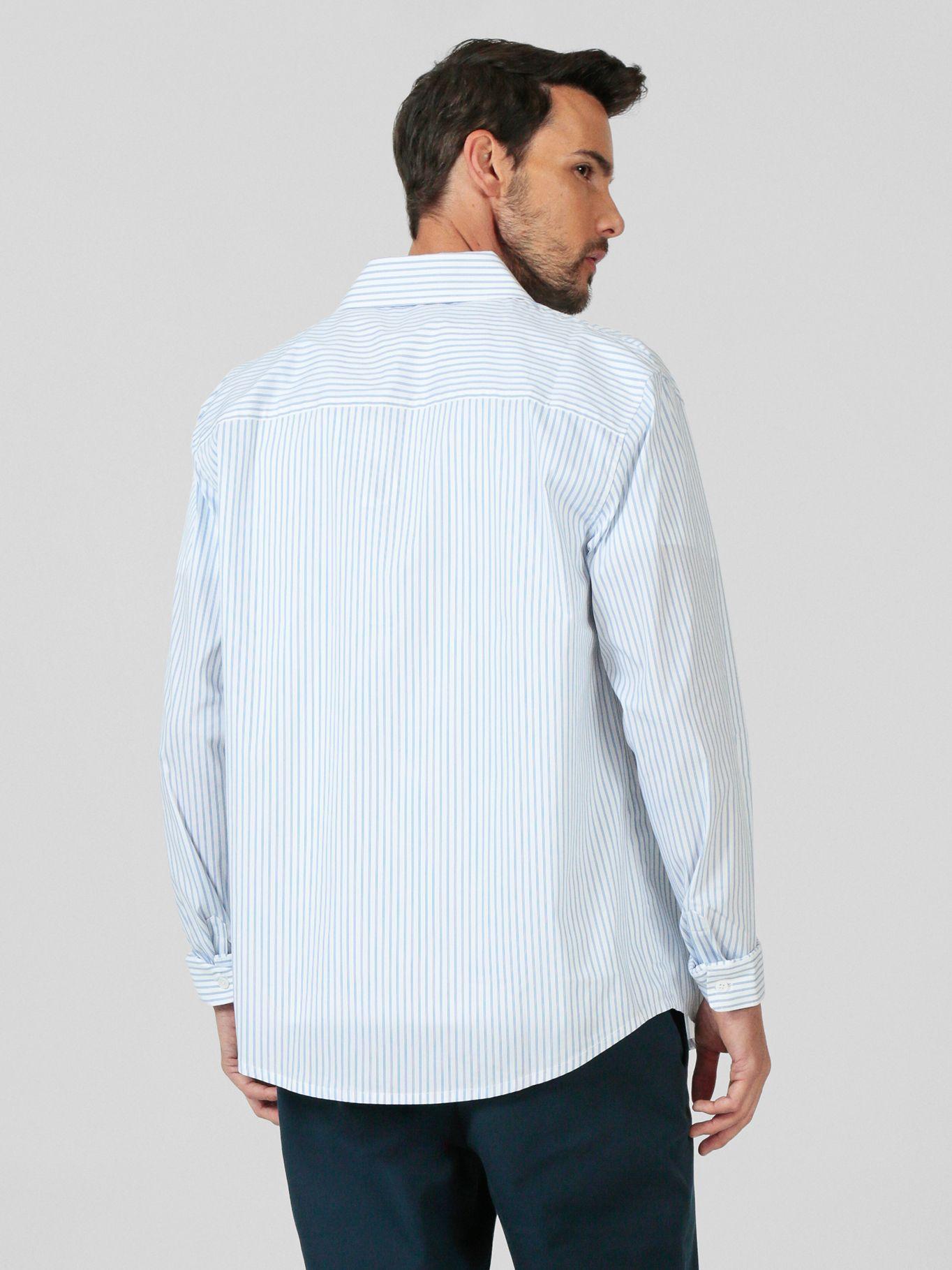 Camisa de rayas con logotipo Azul Karl Lagerfeld-2