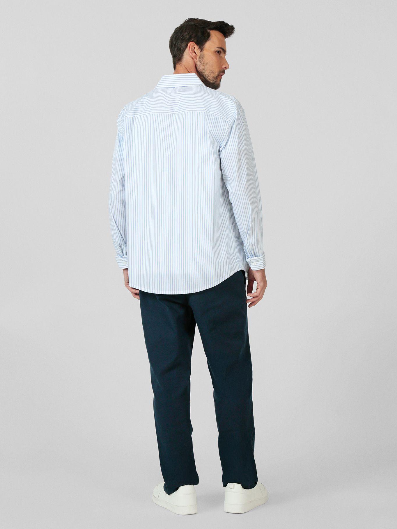 Camisa de rayas con logotipo Azul Karl Lagerfeld-3