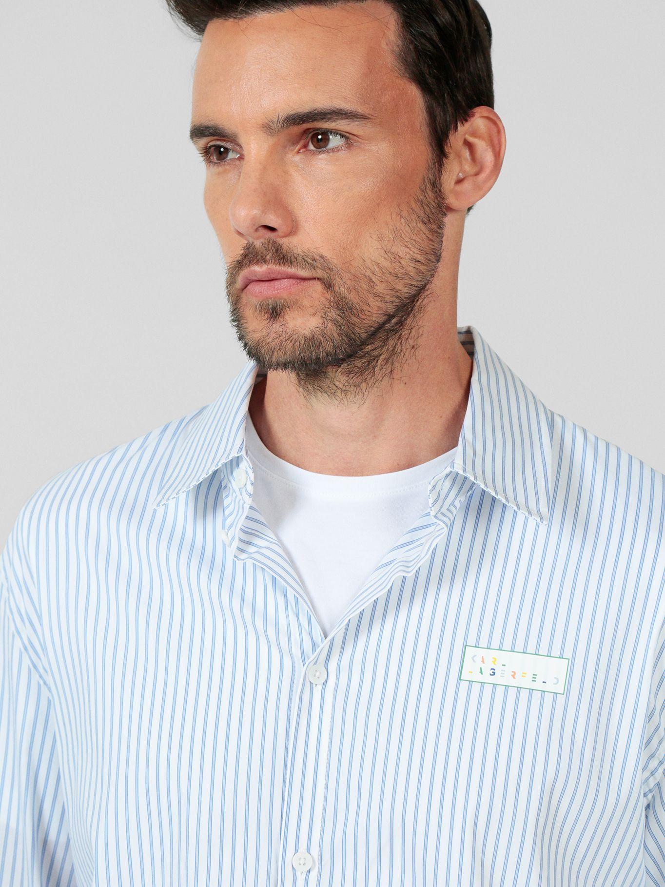 Camisa de rayas con logotipo Azul Karl Lagerfeld-5