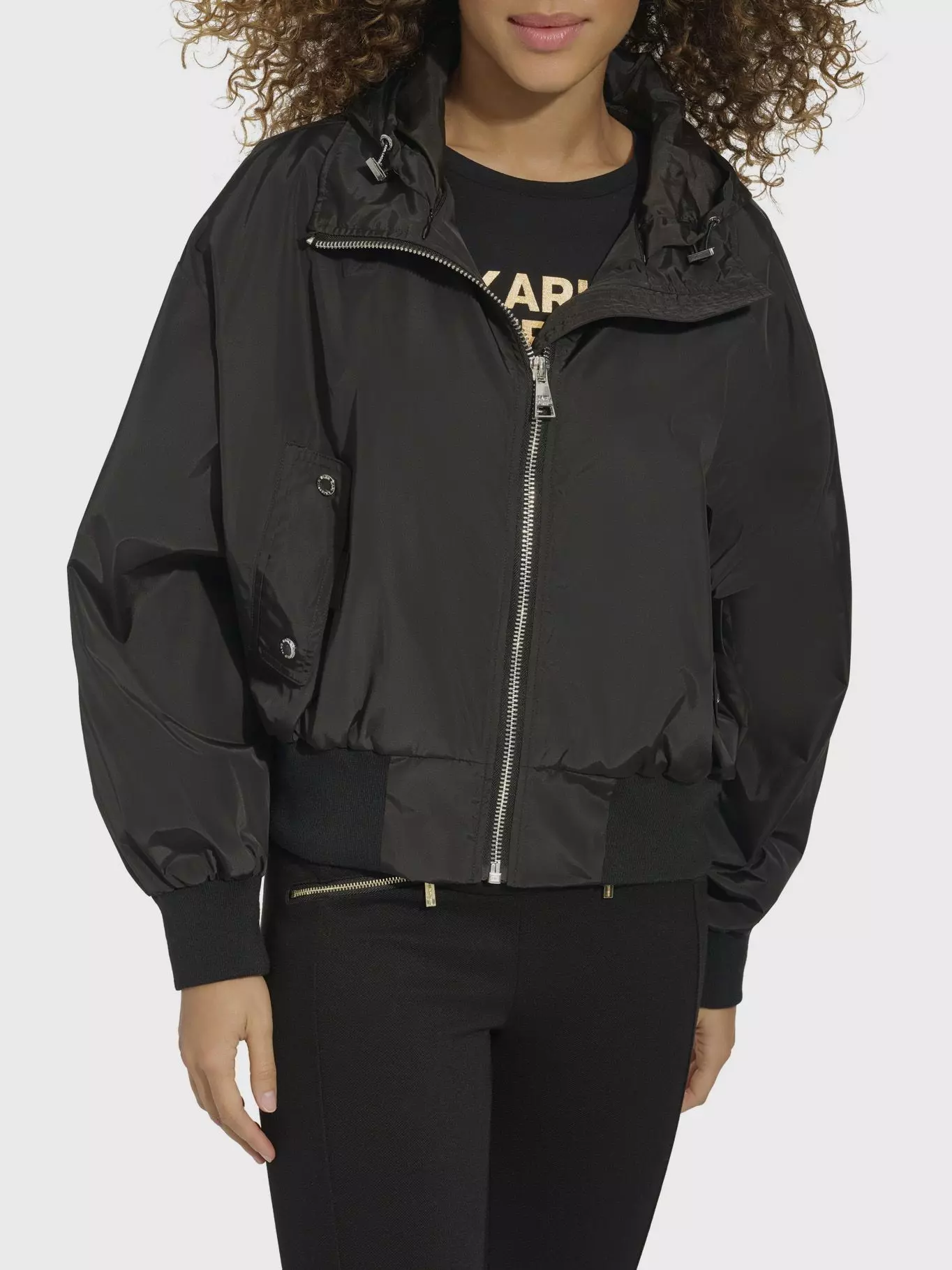 Chaqueta bomber y cuello con logo Negro Karl Lagerfeld-0