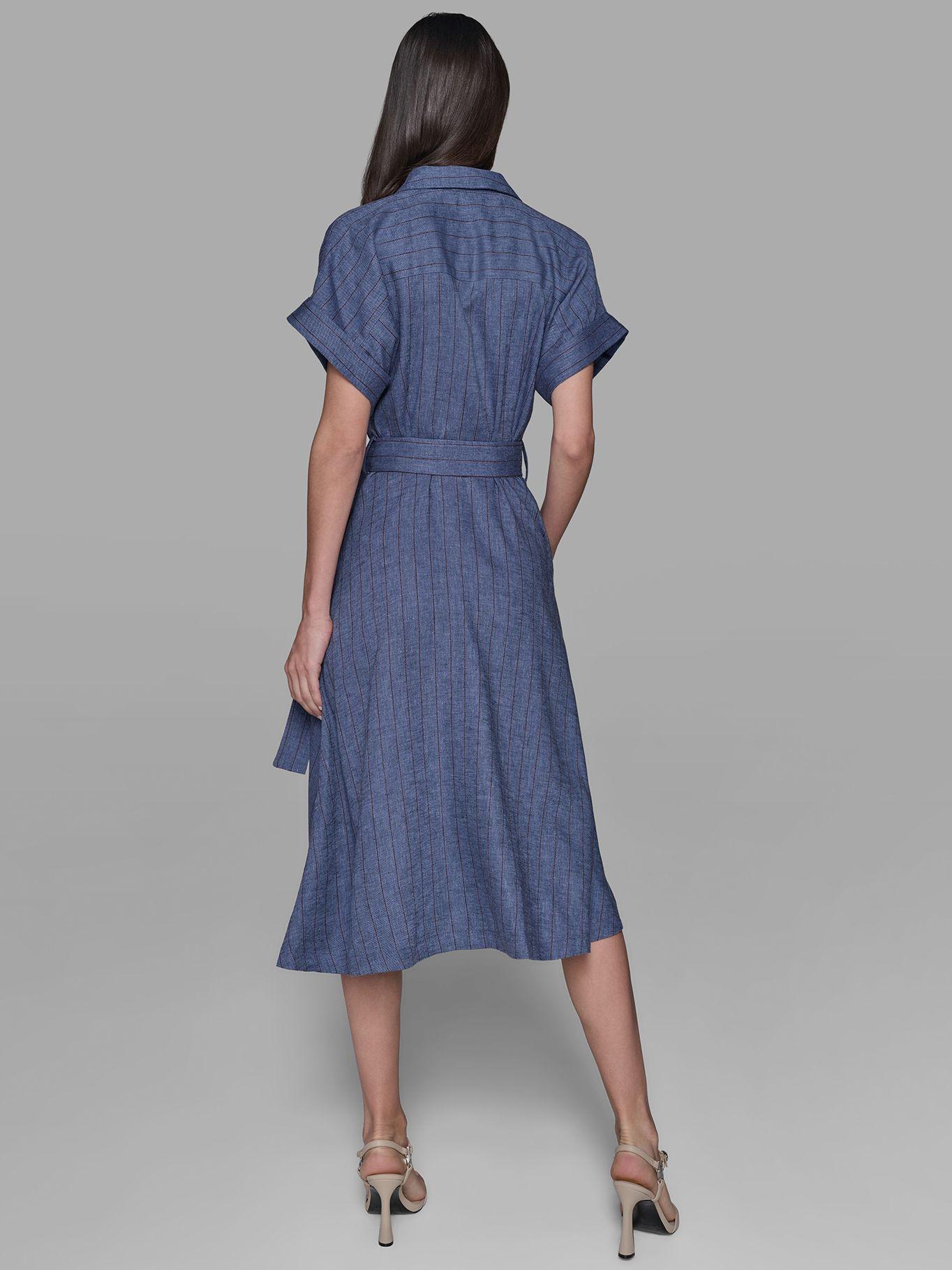 Vestido camisero de lino Azul Karl Lagerfeld-1