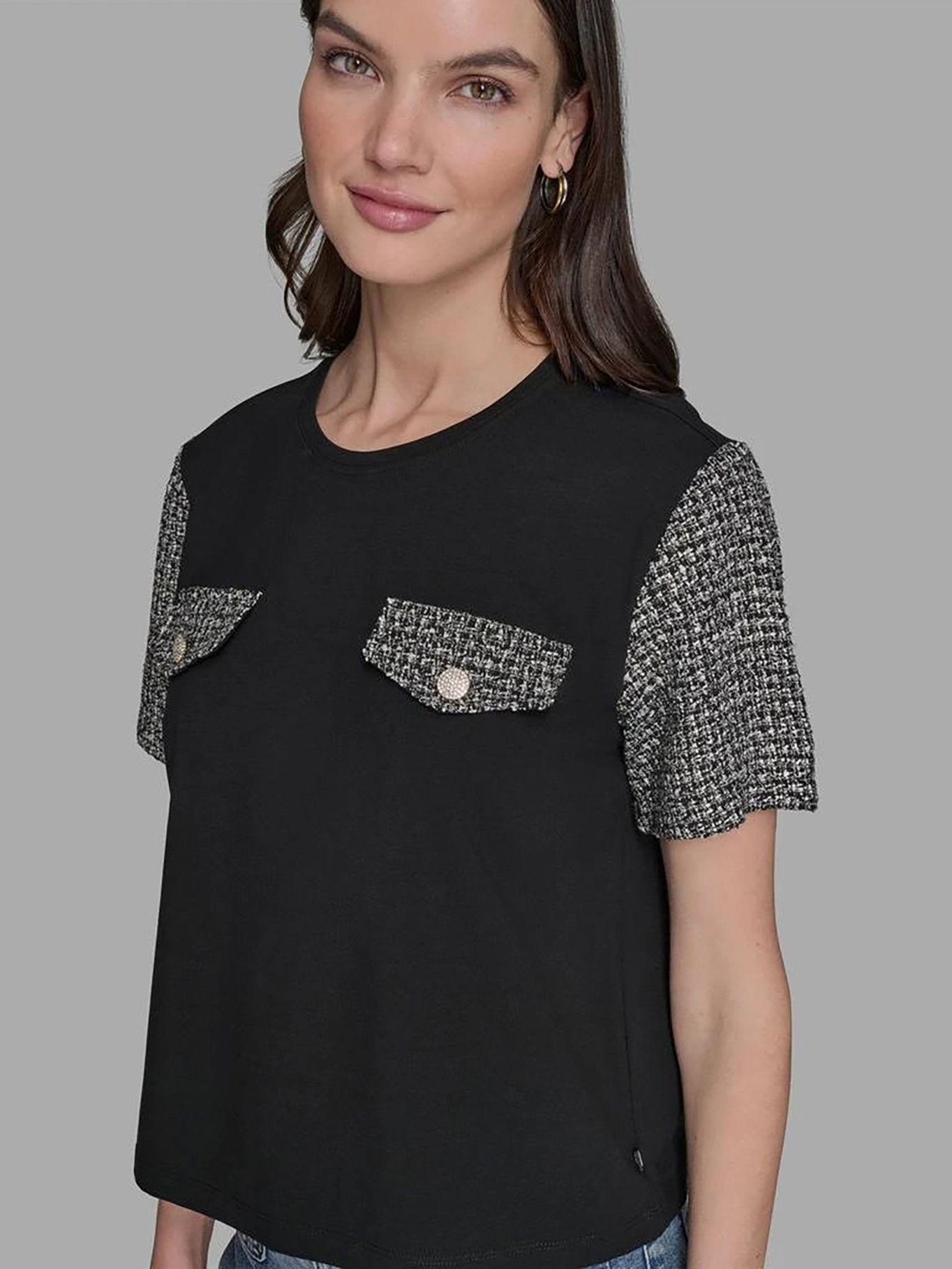 Top de punto con detalle de bolsillos Negro Karl-3