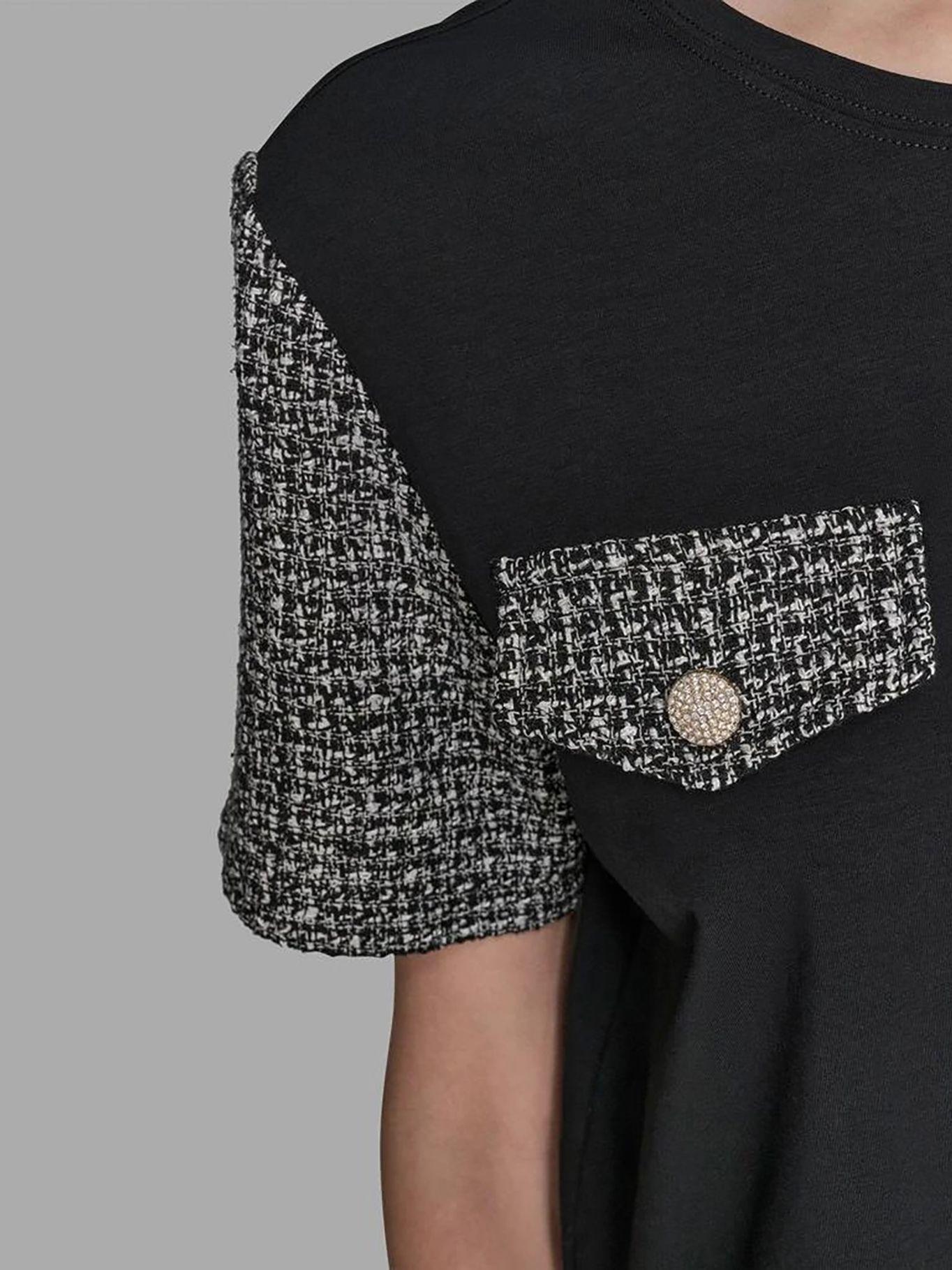 Top de punto con detalle de bolsillos Negro Karl-4