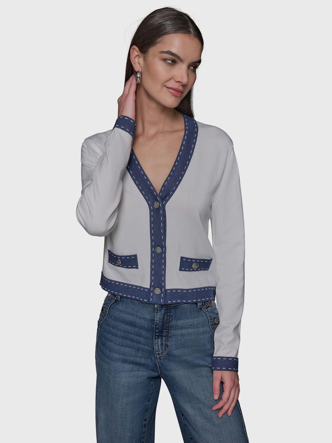 Sweater con escote en V Gris Karl Lagerfeld-0