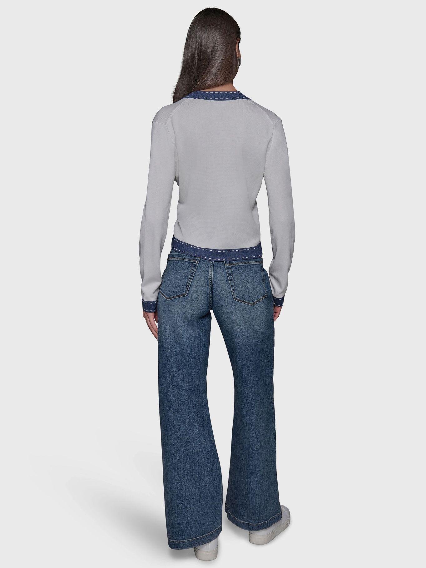 Sweater con escote en V Gris Karl Lagerfeld-2