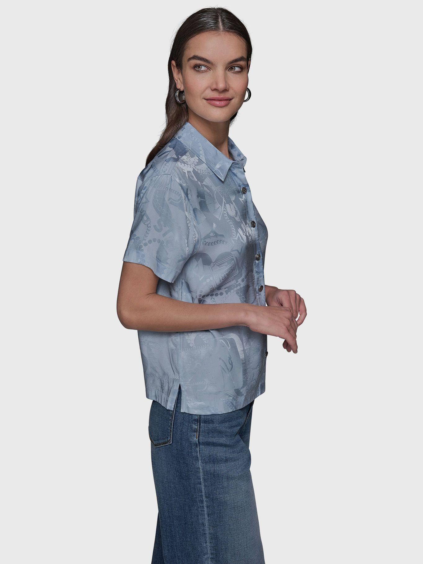 Blusa jacquard de manga corta Azul Karl Lagerfeld-3