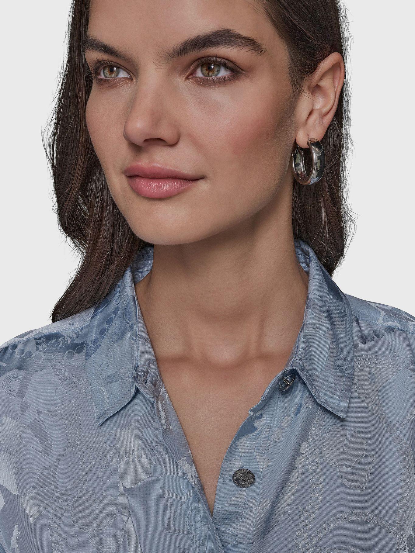 Blusa jacquard de manga corta Azul Karl Lagerfeld-4