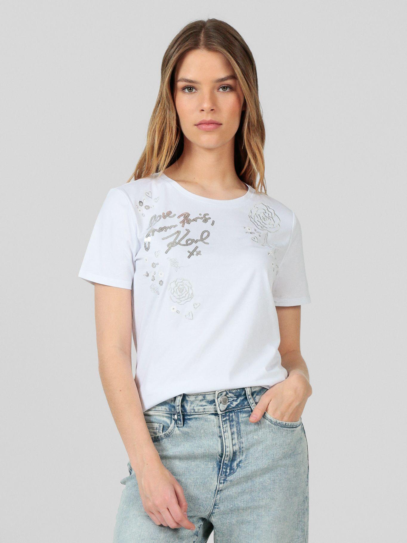 Polera estampado distintivos Karl Blanco Karl Lagerfeld-0