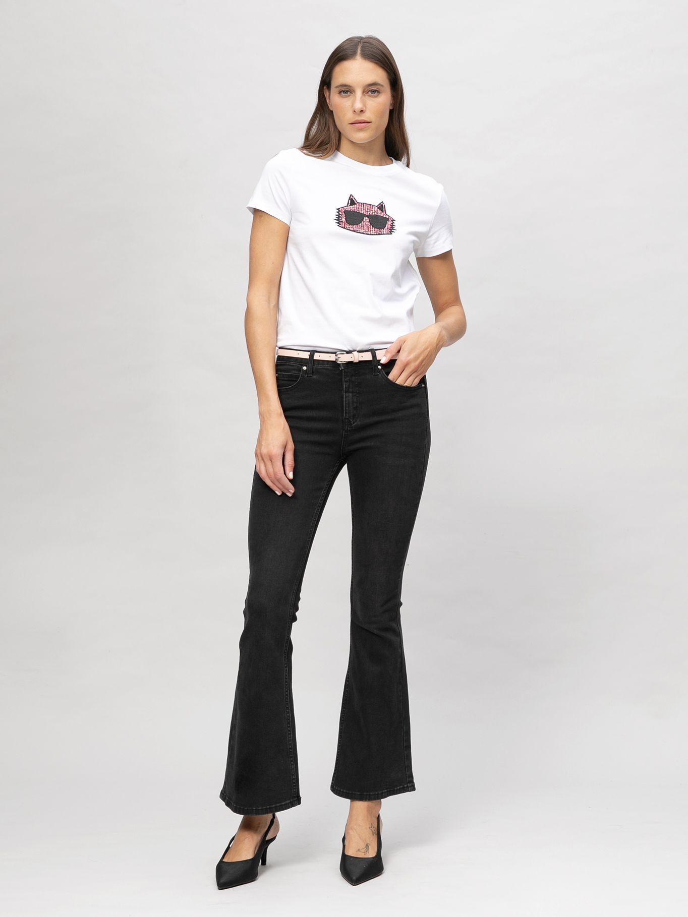 Polera con gráfico texturizado de Choupette Blanco-1