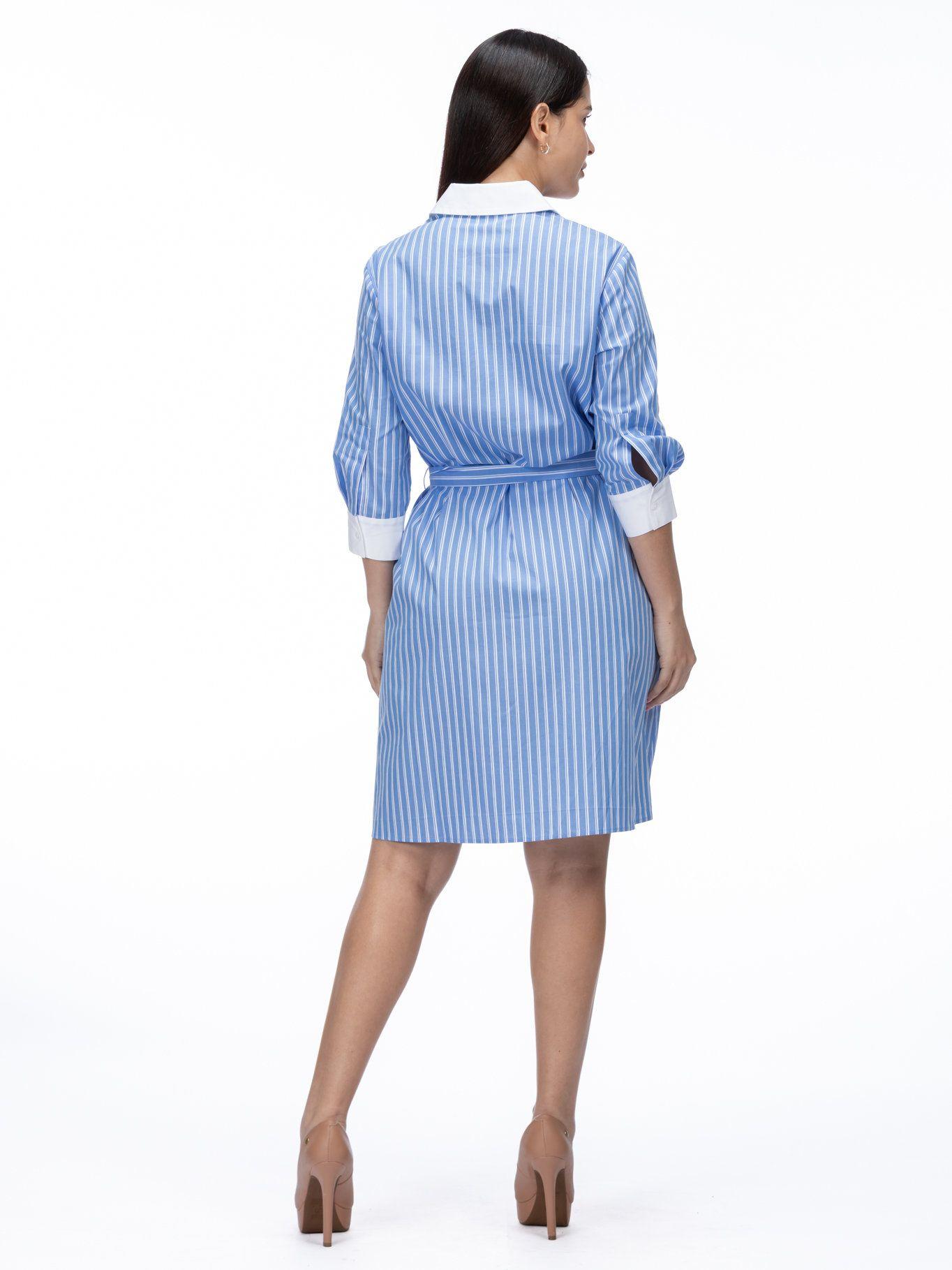 Vestido camisero de popelín Ikon Celeste Karl Lagerfeld-2