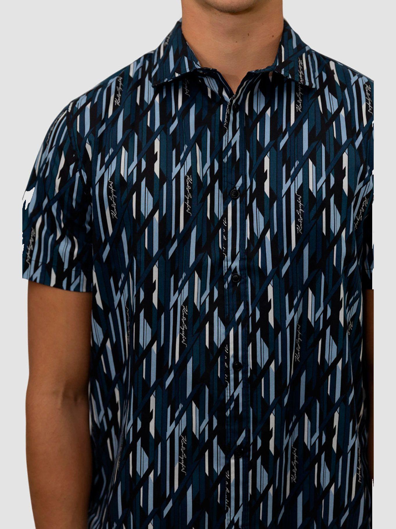 Camisa con estampado abstracto y firma-3