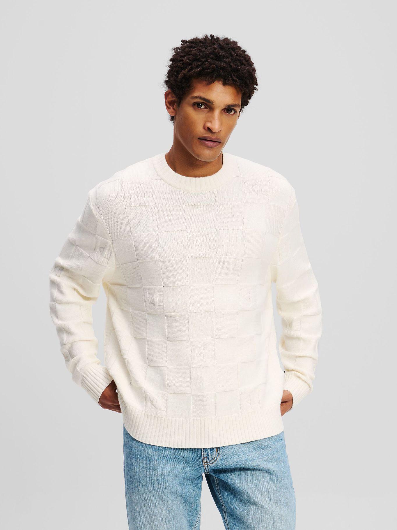 Sweater de cuadros con monograma Beige Karl Lagerfeld-0