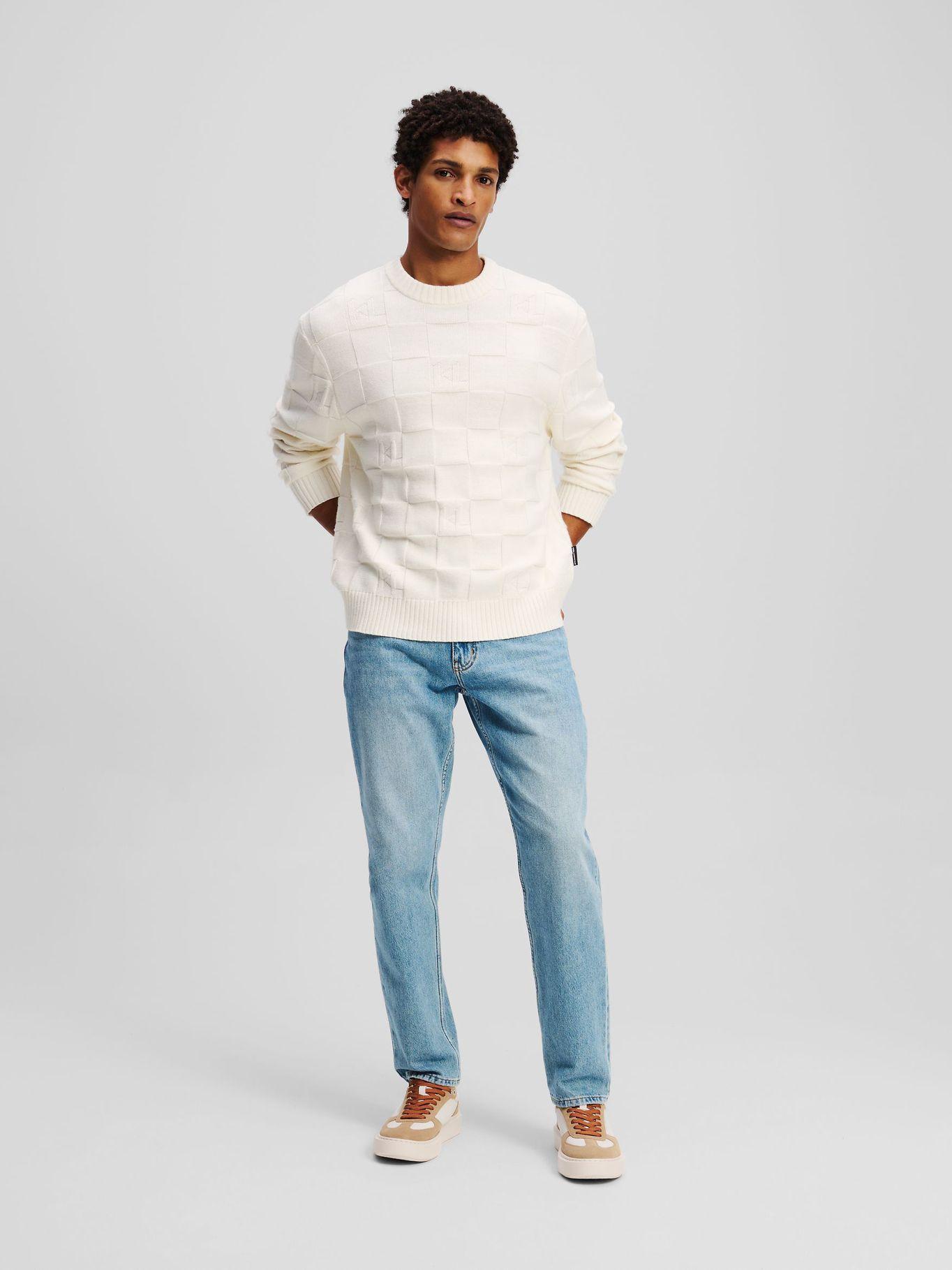 Sweater de cuadros con monograma Beige Karl Lagerfeld-1