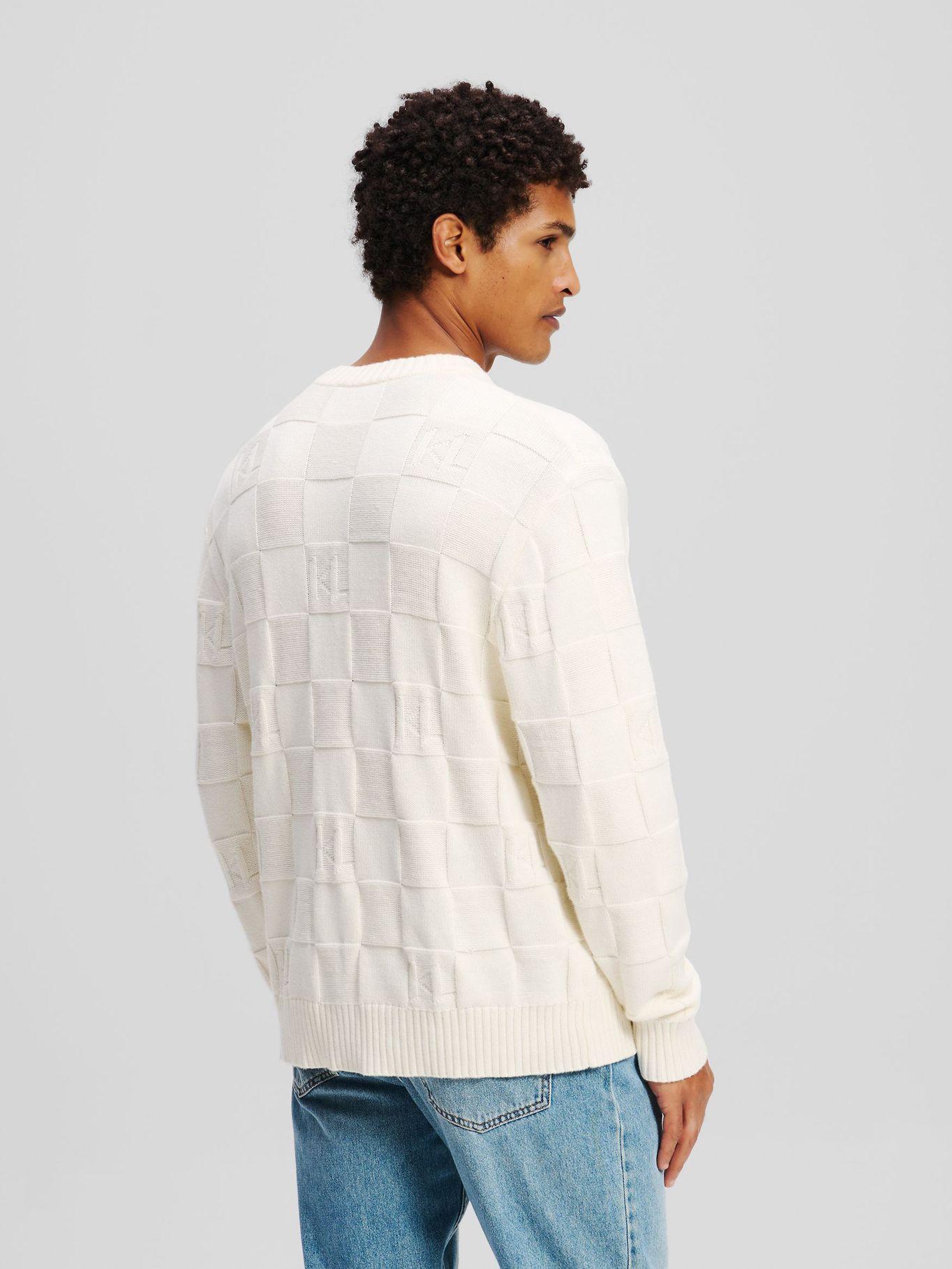 Sweater de cuadros con monograma Beige Karl Lagerfeld-2
