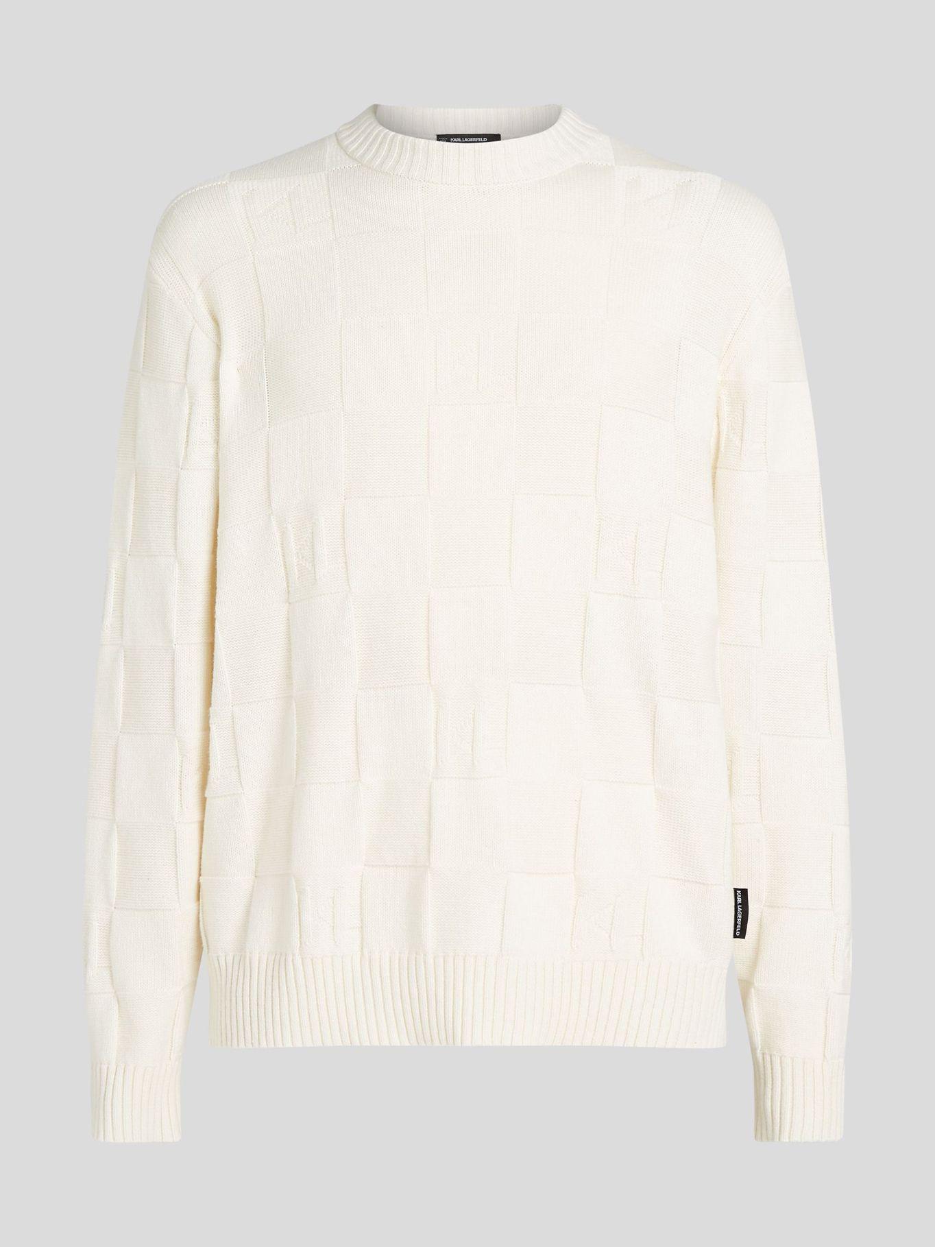 Sweater de cuadros con monograma Beige Karl Lagerfeld-4