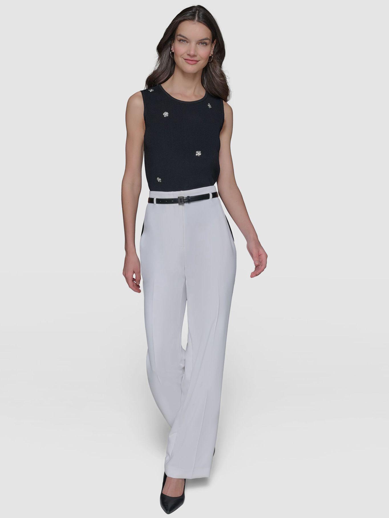 Pantalón pierna ancha contraste Blanco Karl Lagerfeld-1