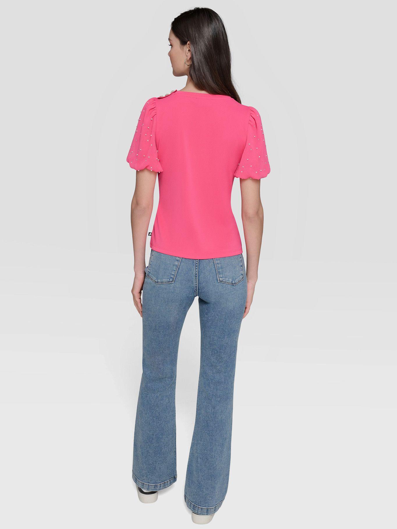 Blusa con mangas abullonadas y pedrería-3