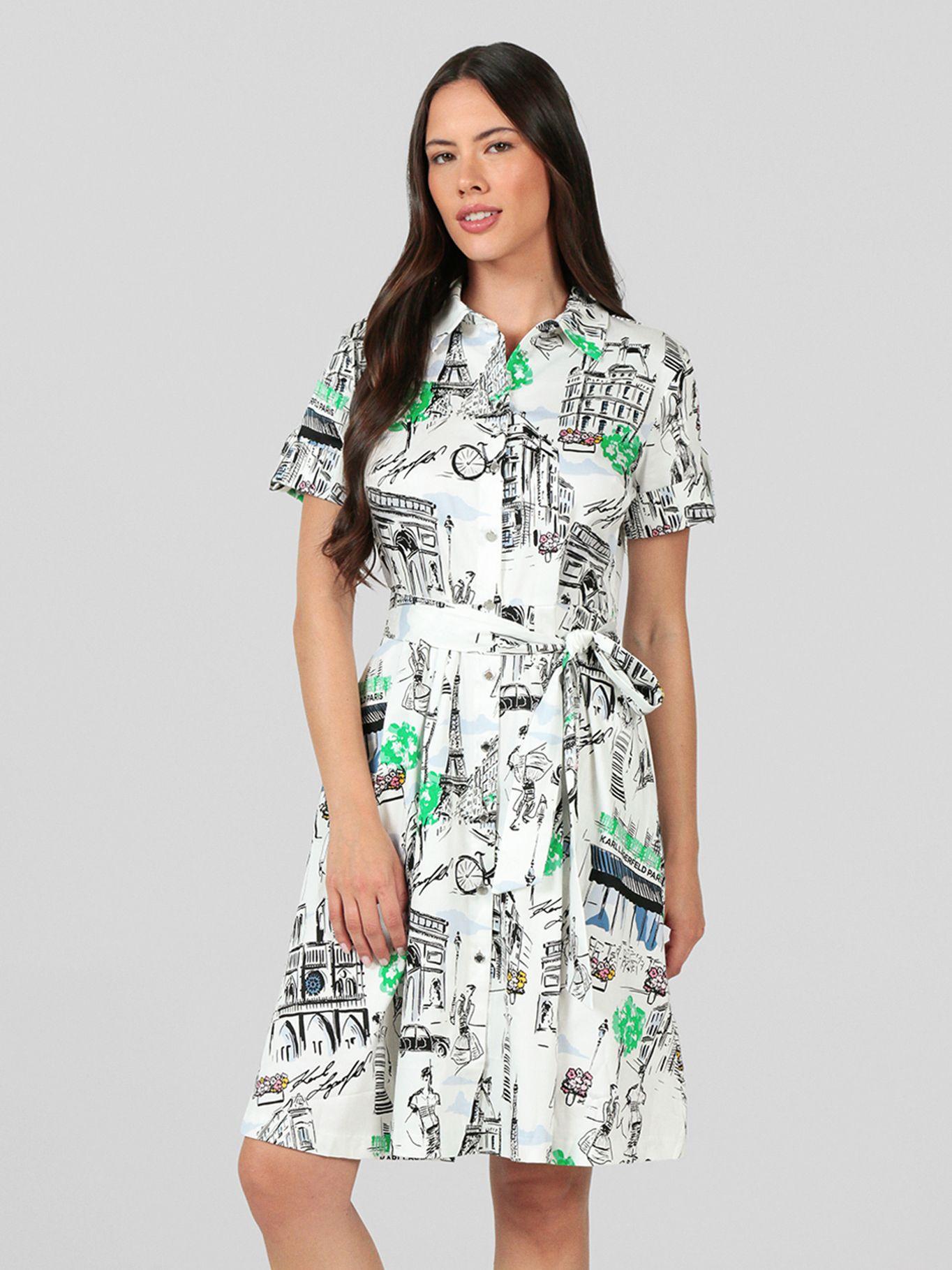 Vestido tipo camisa estampado Multicolor Karl Lagerfeld-0