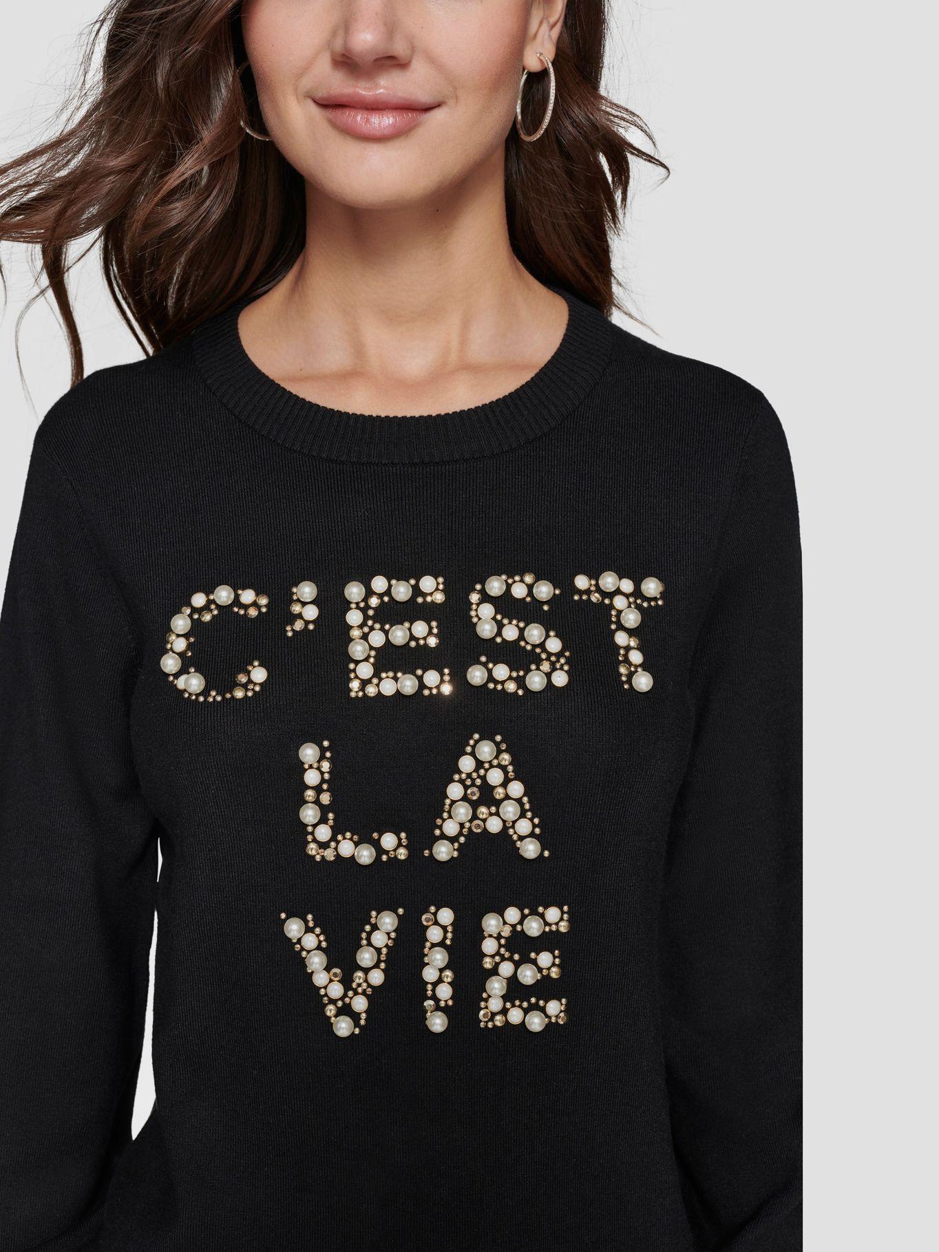 Sweater con adorno de perlas-4