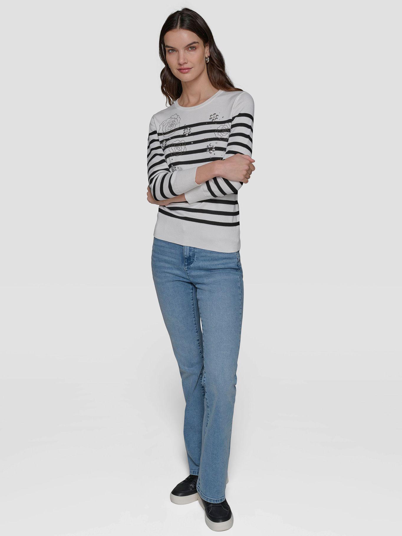 Sweater a rayas con diseño floral-1