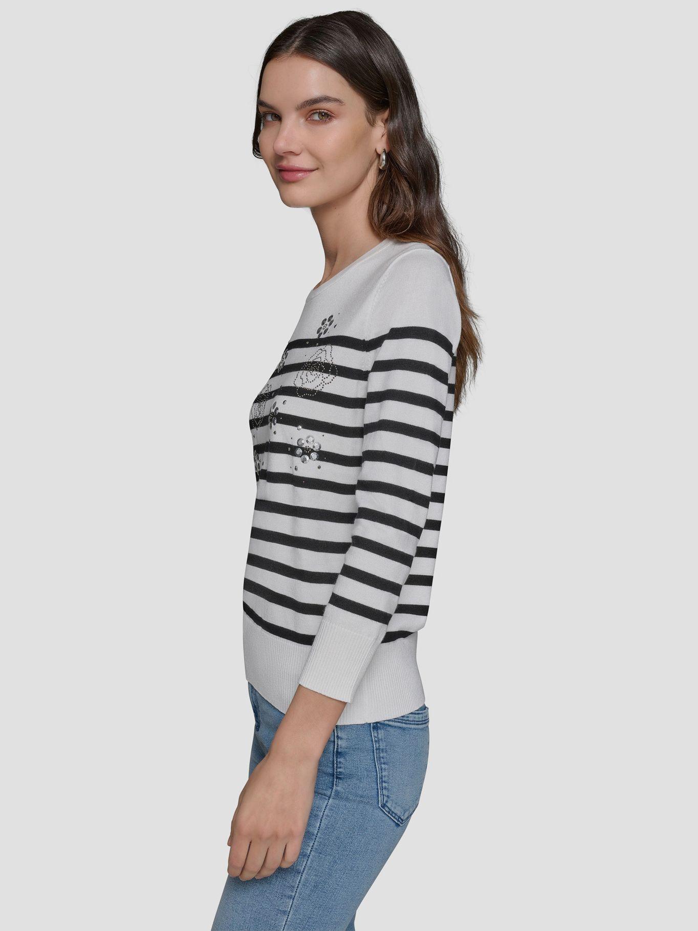 Sweater a rayas con diseño floral-5