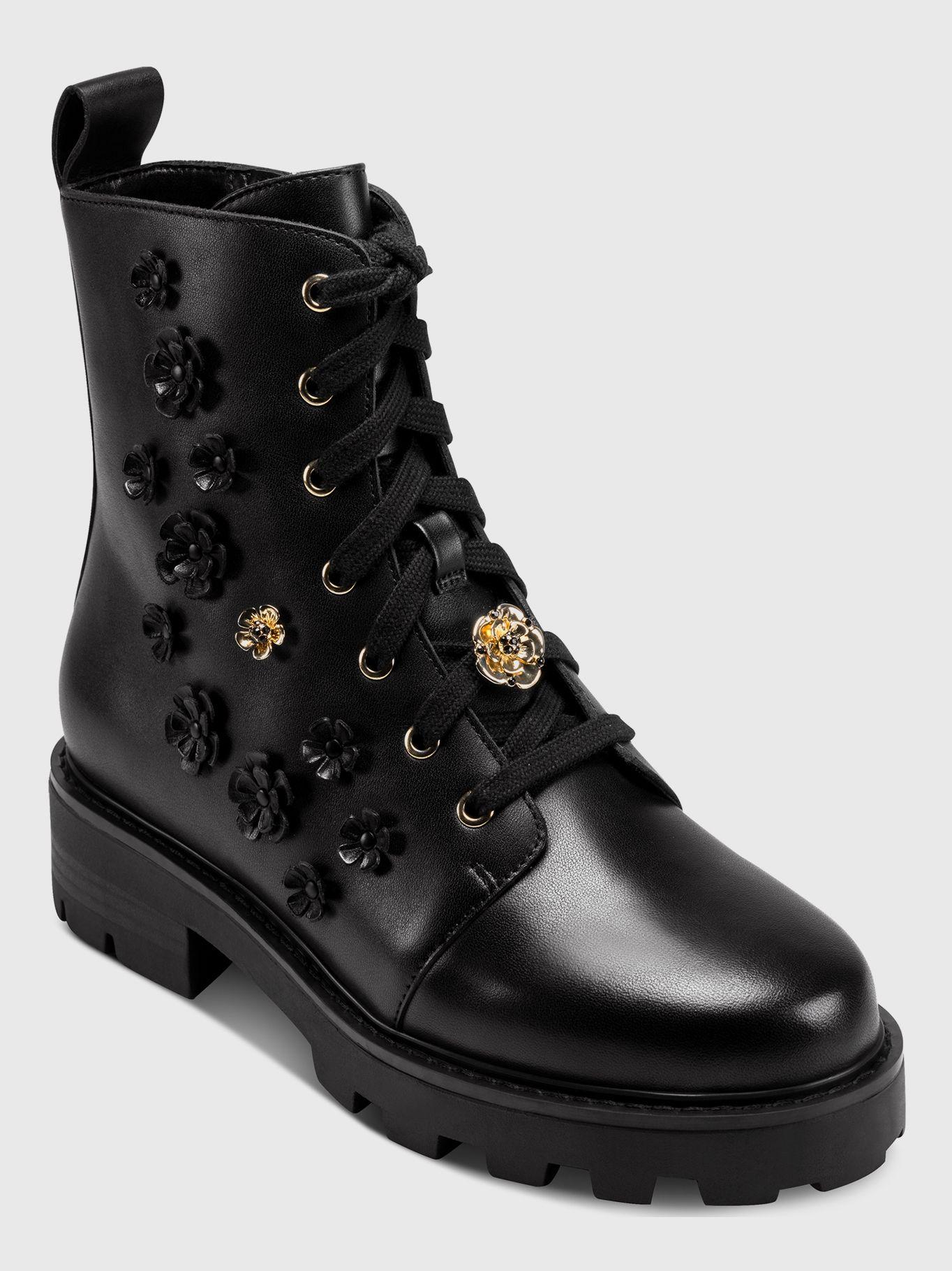 Botas combat negras con apliques florales Negro Karl-0