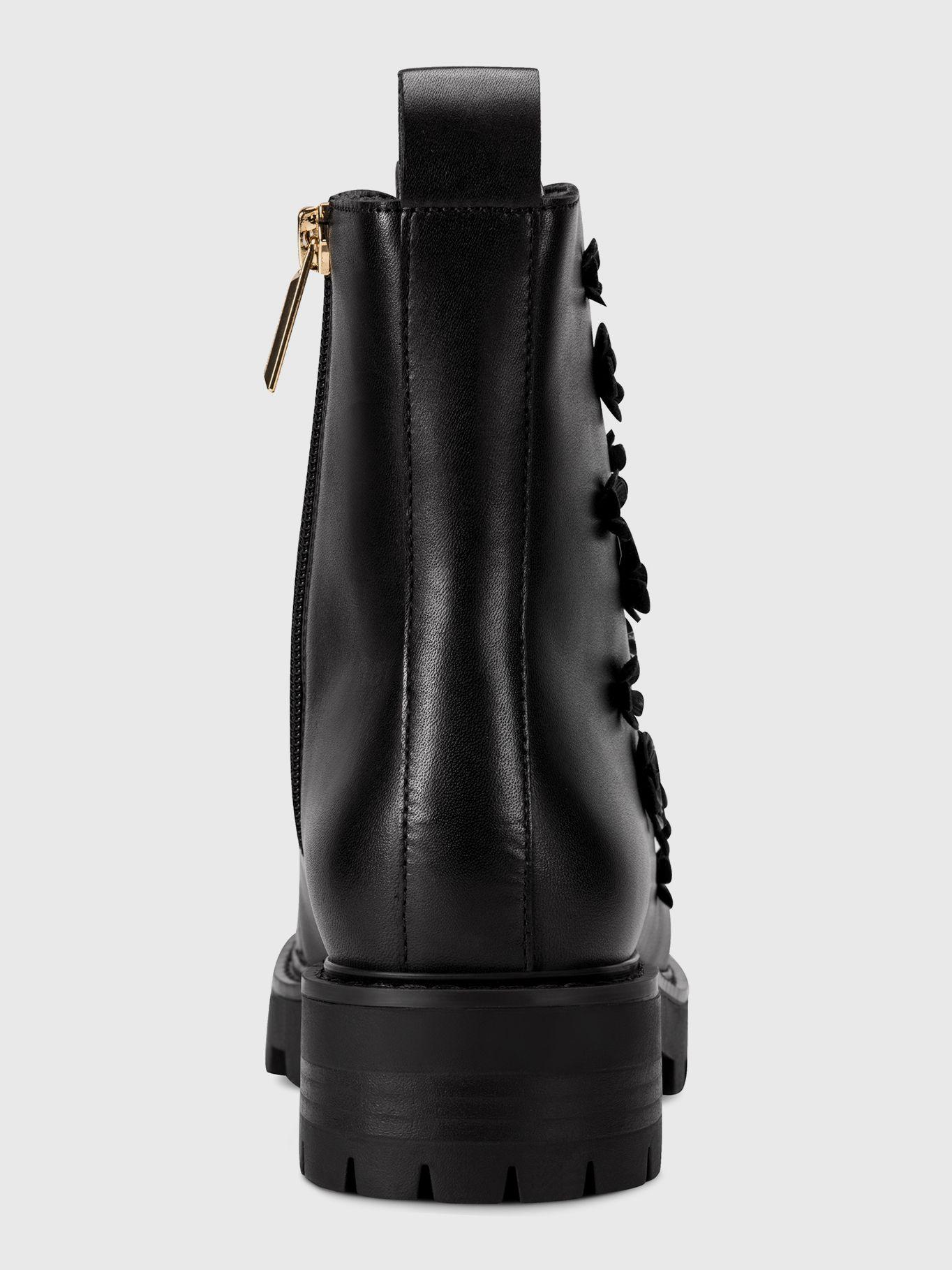 Botas combat negras con apliques florales Negro Karl-1