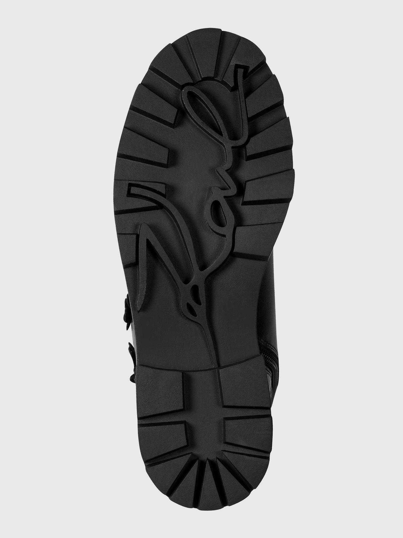 Botas combat negras con apliques florales Negro Karl-3