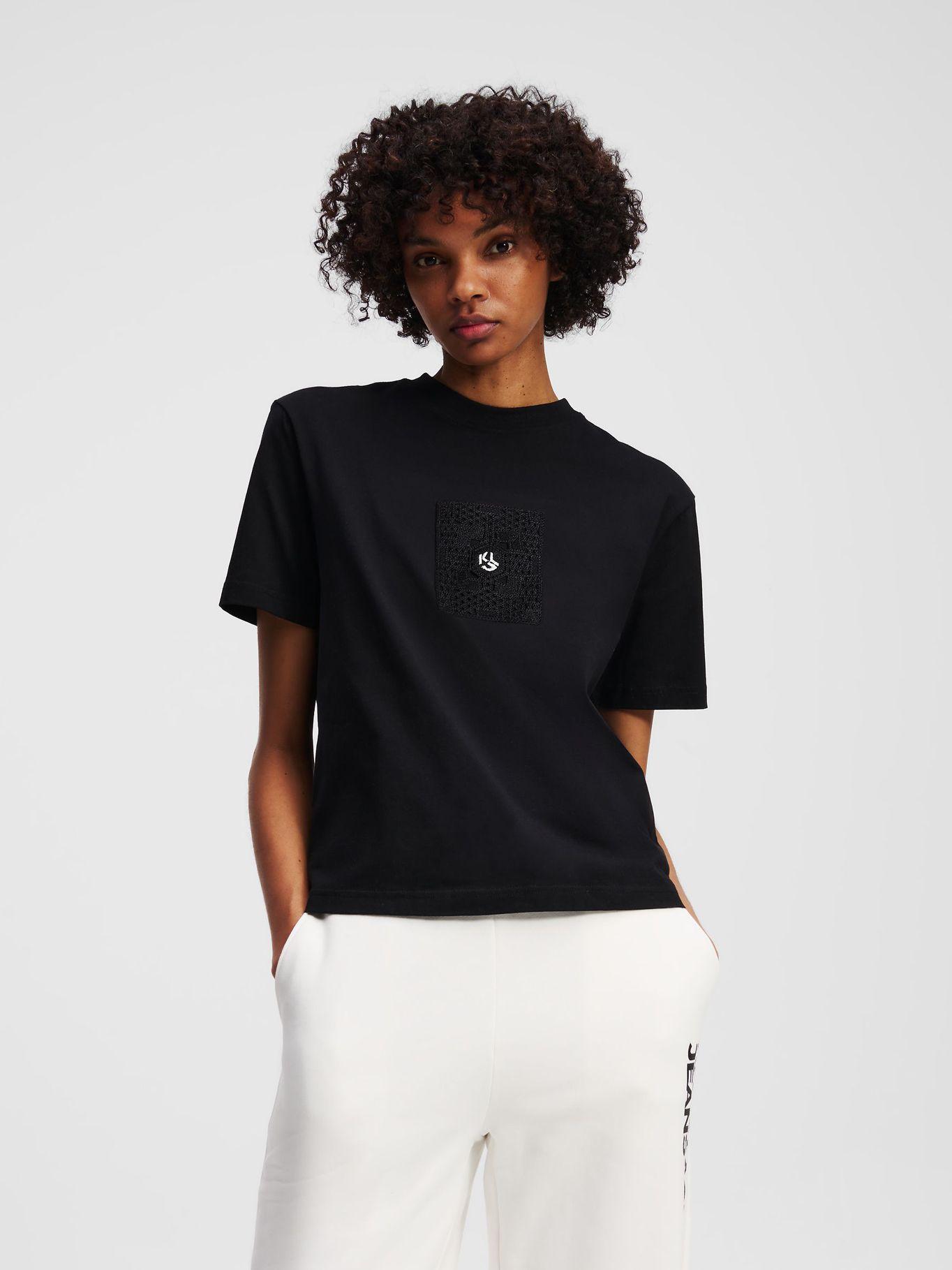 Polera regular con monograma Negro Karl Lagerfeld-0