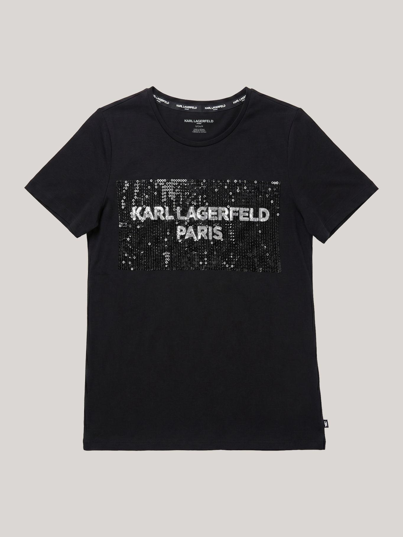 Polera con detalle de lentejuelas Negro Karl Lagerfeld-4