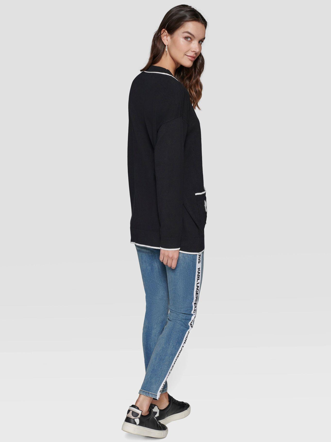Sweater cárdigan con parches Negro-2