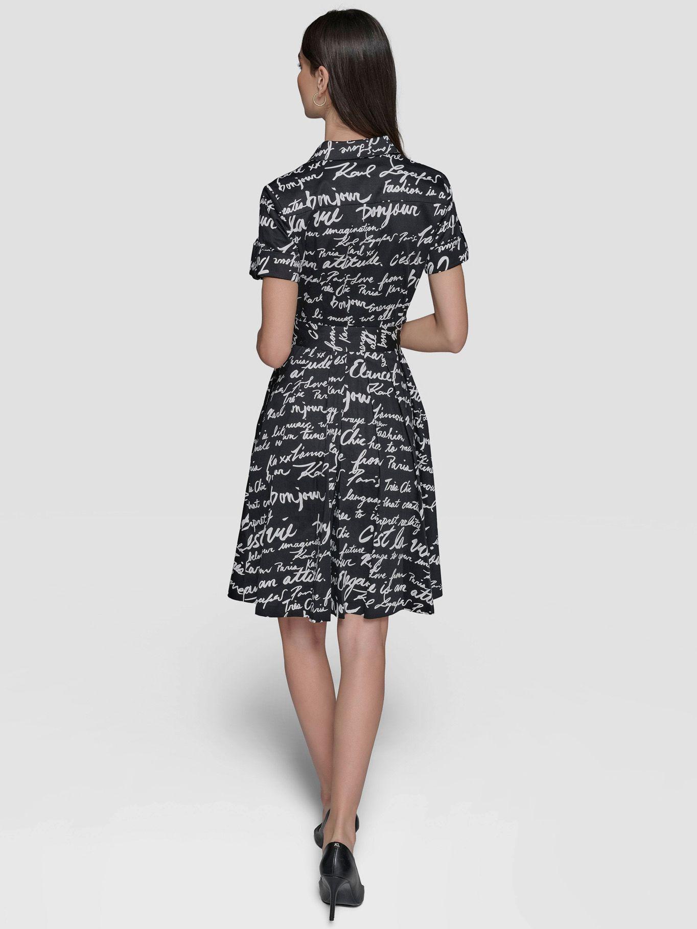 Vestido estampado de mangas cortas Negro-2