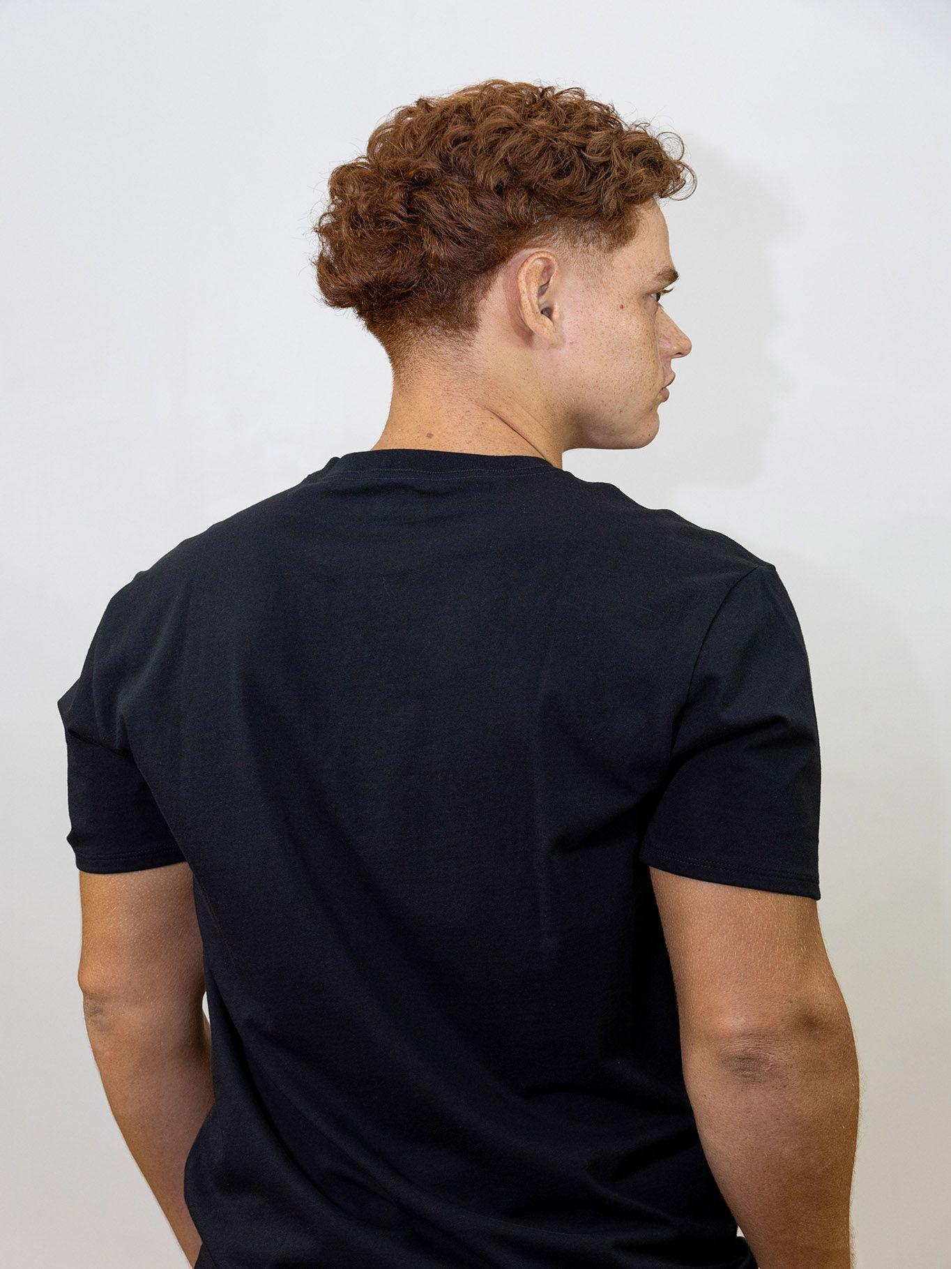 Polera estampado gráfico logo en efecto ola Negro-1