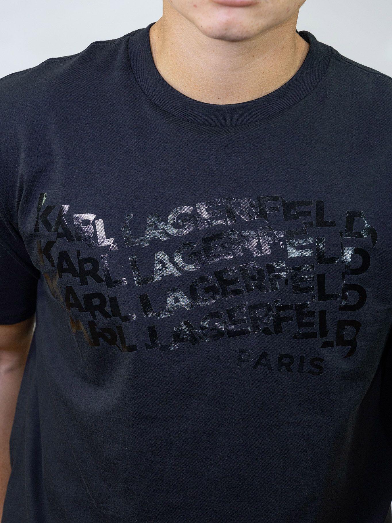 Polera estampado gráfico logo en efecto ola Negro-2