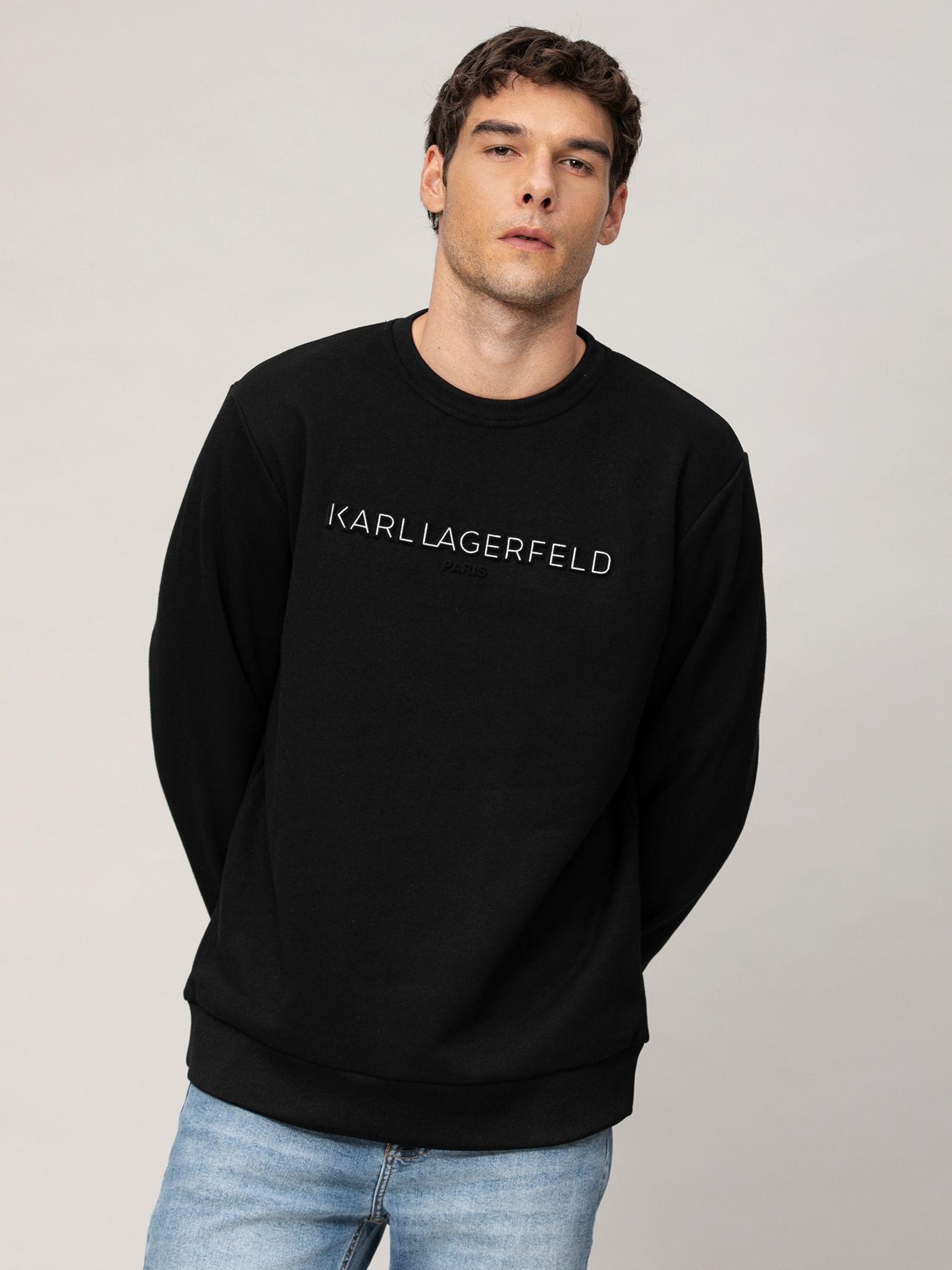 Polerón gorro y logo falso bordado en el pecho Negro-0