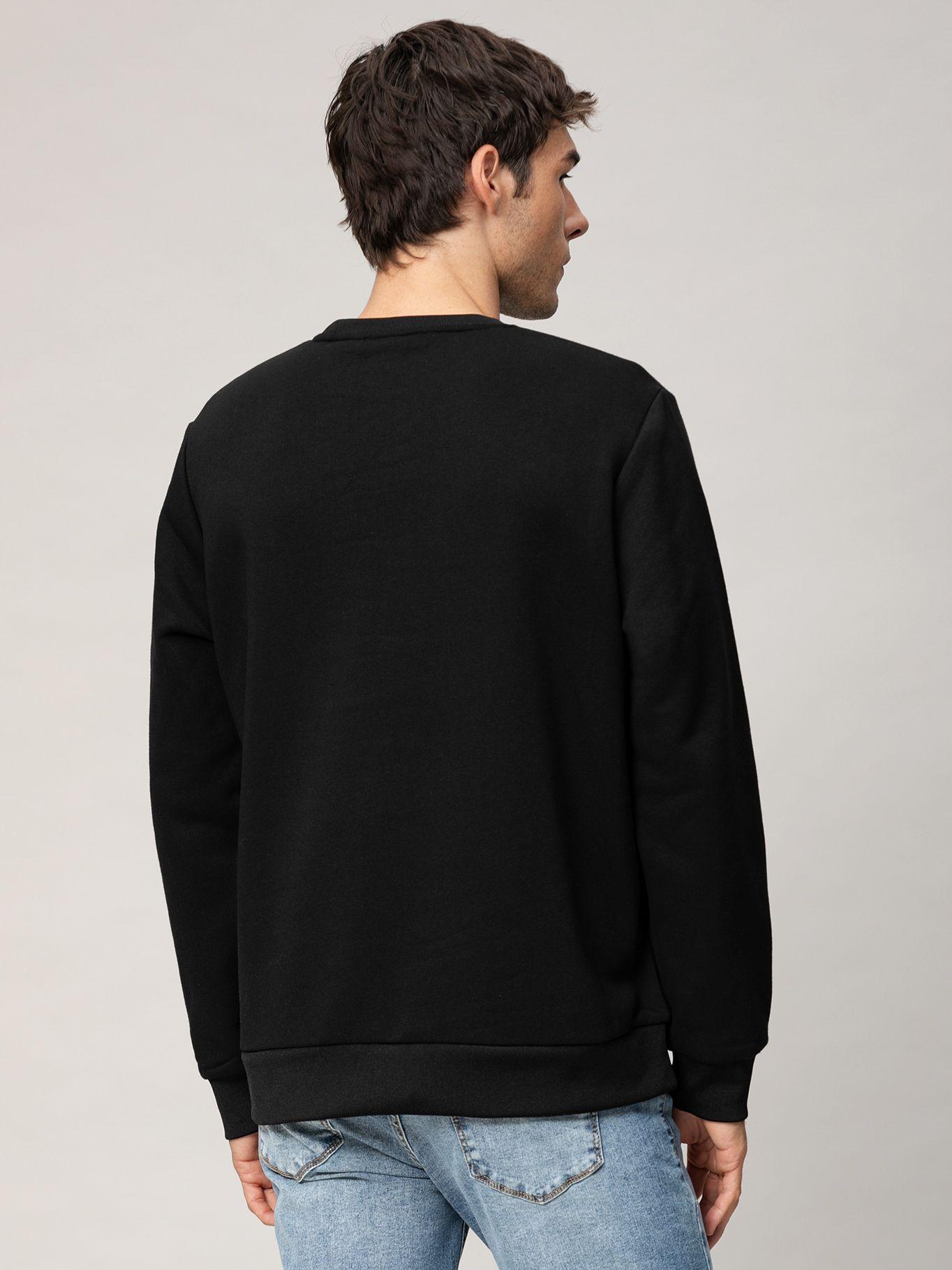 Polerón gorro y logo falso bordado en el pecho Negro-2