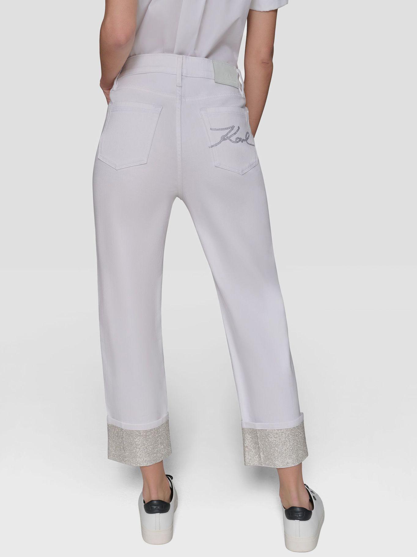 Pantalón denim con detalles de Blanco Karl Lagerfeld-3