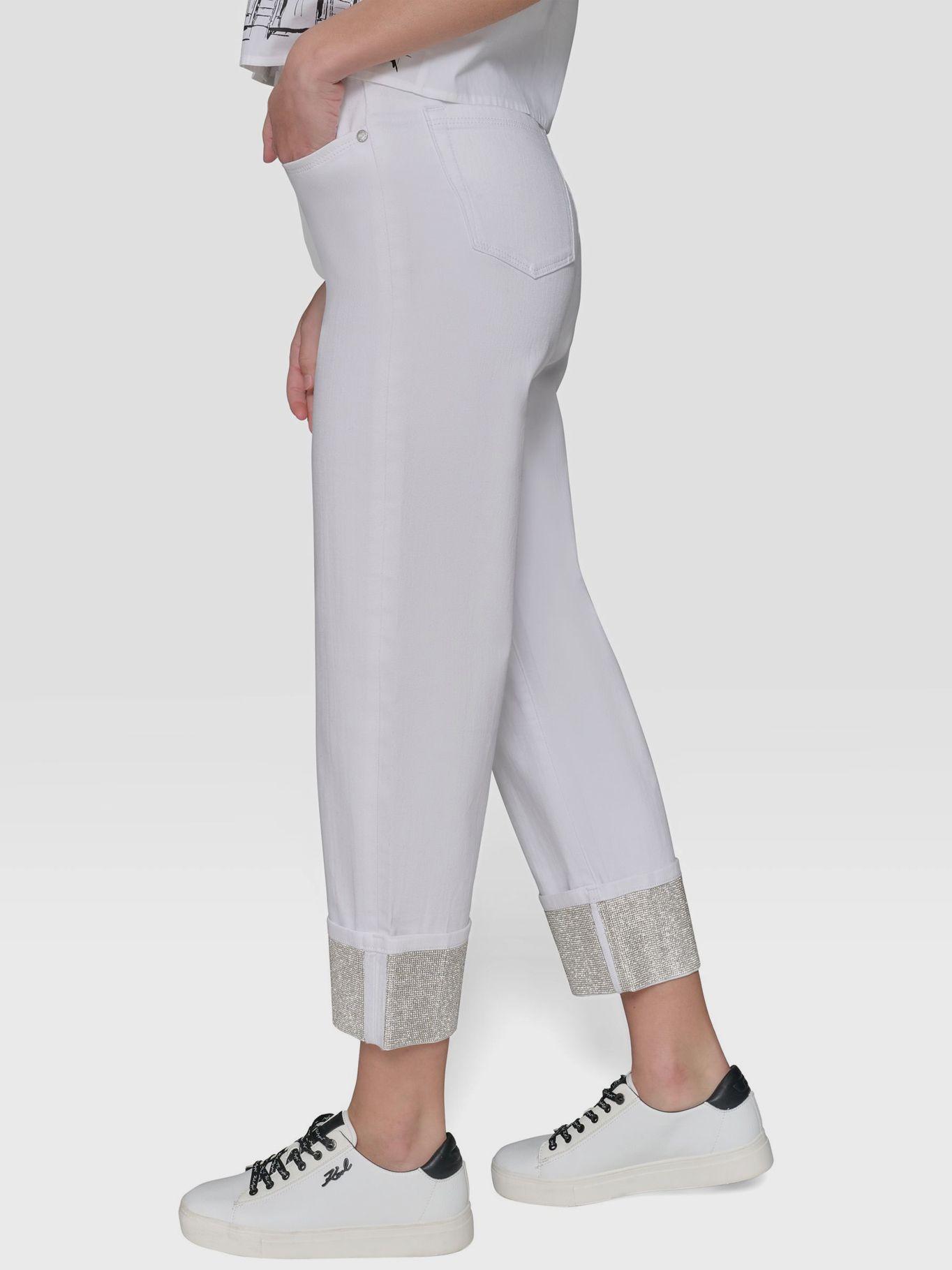 Pantalón denim con detalles de Blanco Karl Lagerfeld-4
