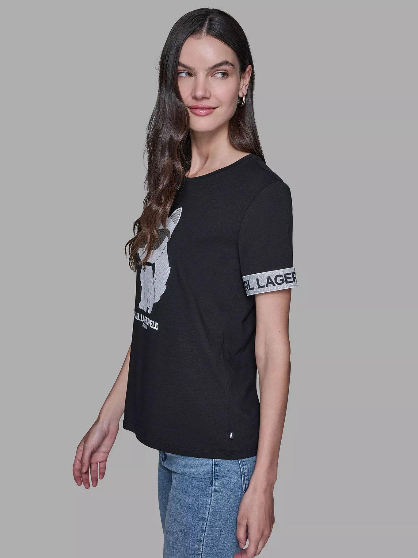Polera con estampado de Choupette Negro Karl Lagerfeld-3