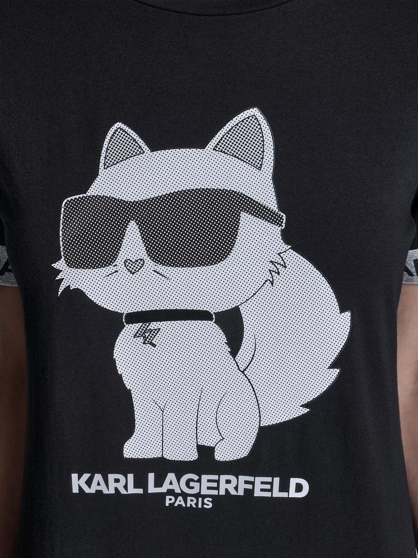 Polera con estampado de Choupette Negro Karl Lagerfeld-4