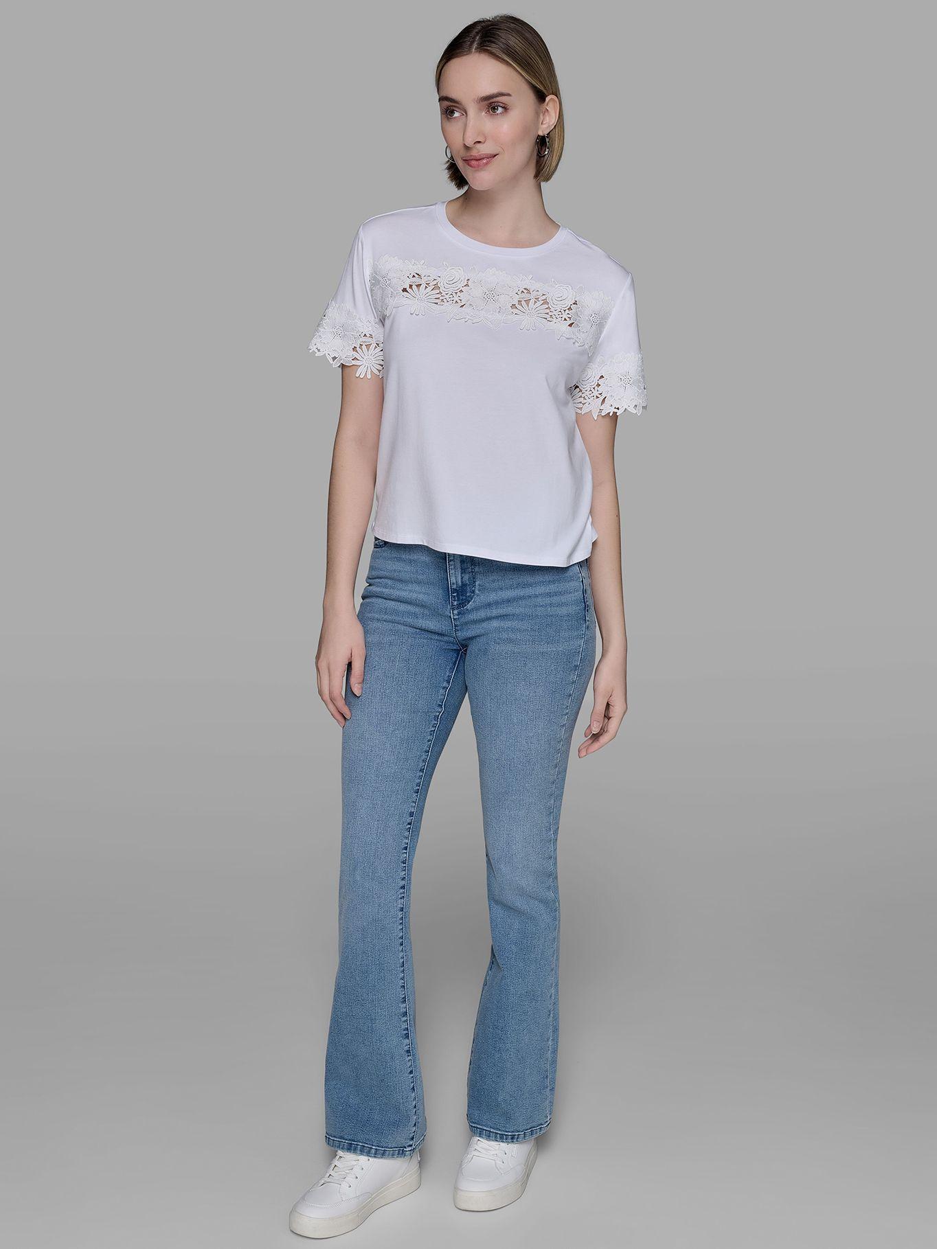 Polera punto detalle encaje Blanco Karl Lagerfeld-1