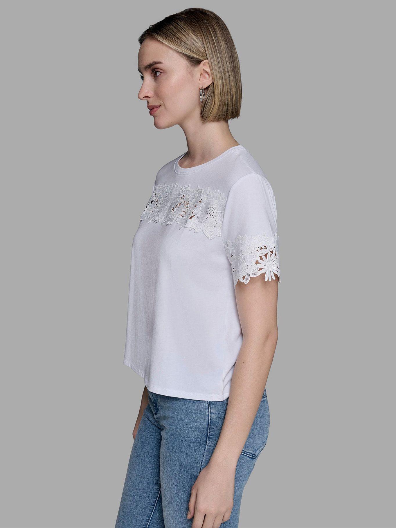 Polera punto detalle encaje Blanco Karl Lagerfeld-3