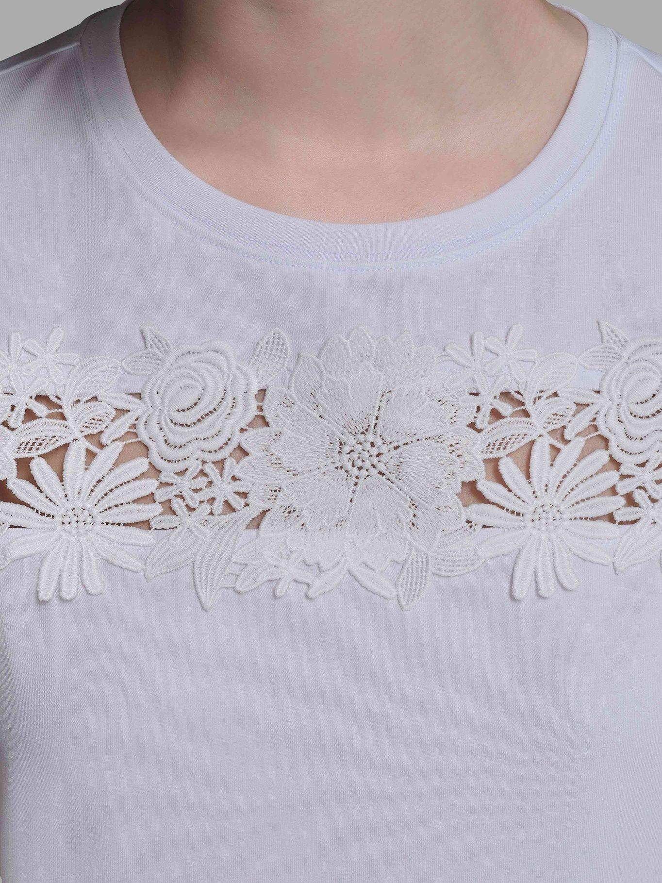 Polera punto detalle encaje Blanco Karl Lagerfeld-5