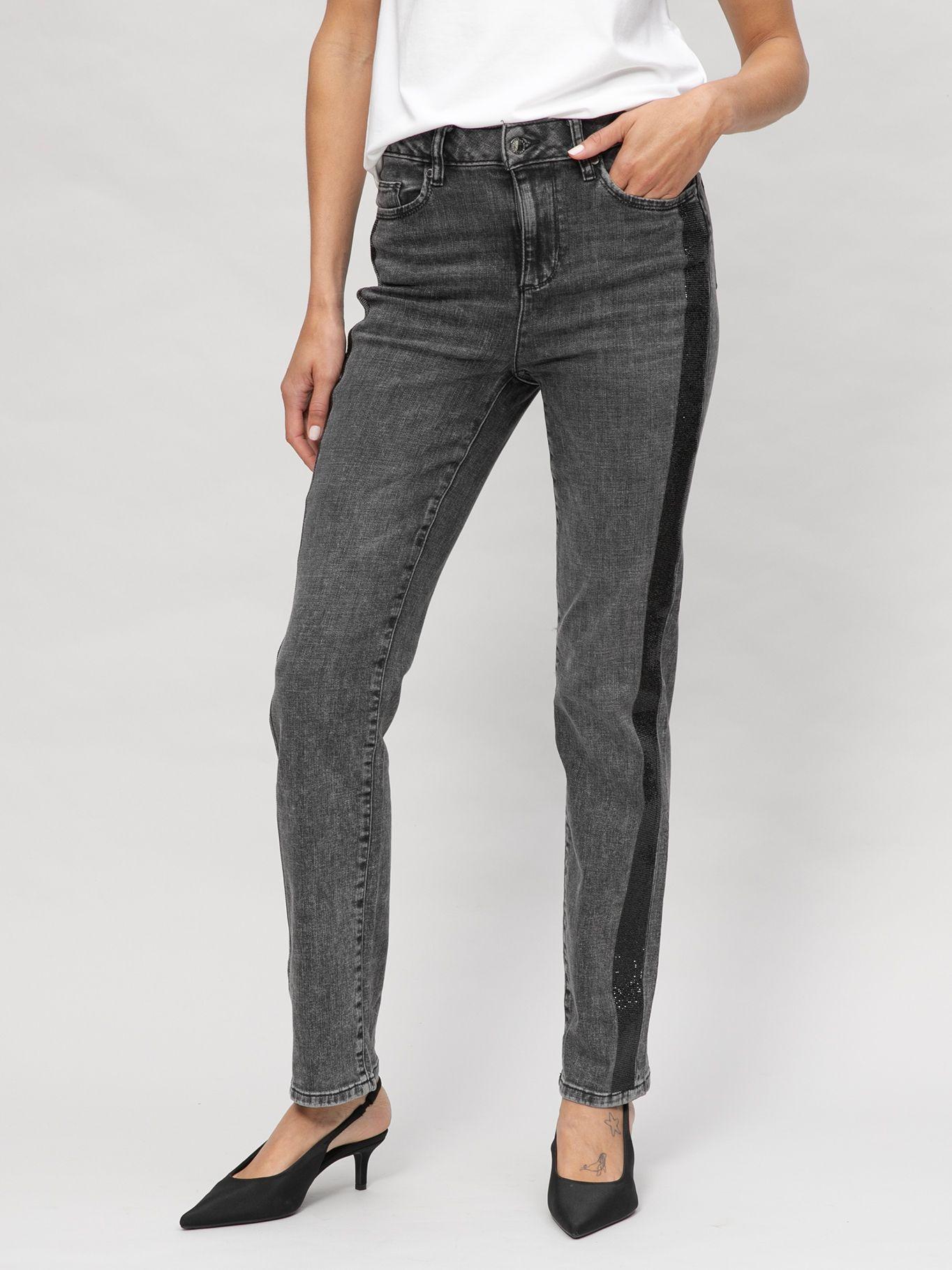 Jeans con banda lateral de lentejuelas Gris Karl-1