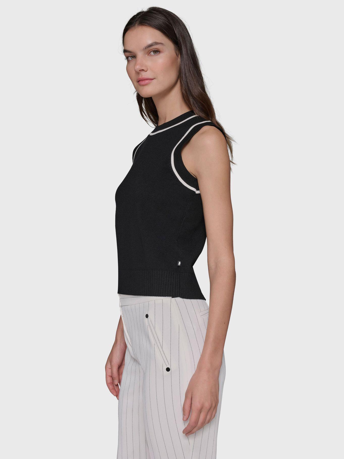 Sweater sin mangas con cuello redondo Negro-3